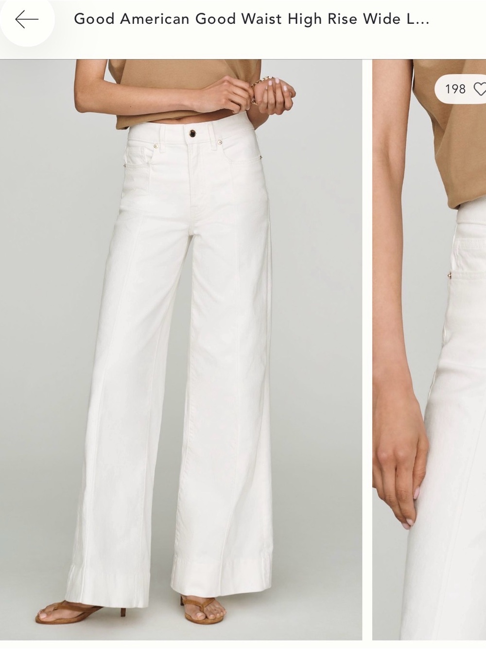 Good American White High-Rise Wide Leg Jeans tall friendly 33.5 inseam size 10